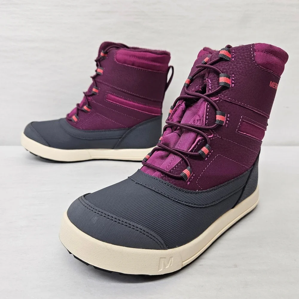Merrell‎ Snow Drift Waterproof Winter Boots MK163111 Berry Grey Girls Size 2